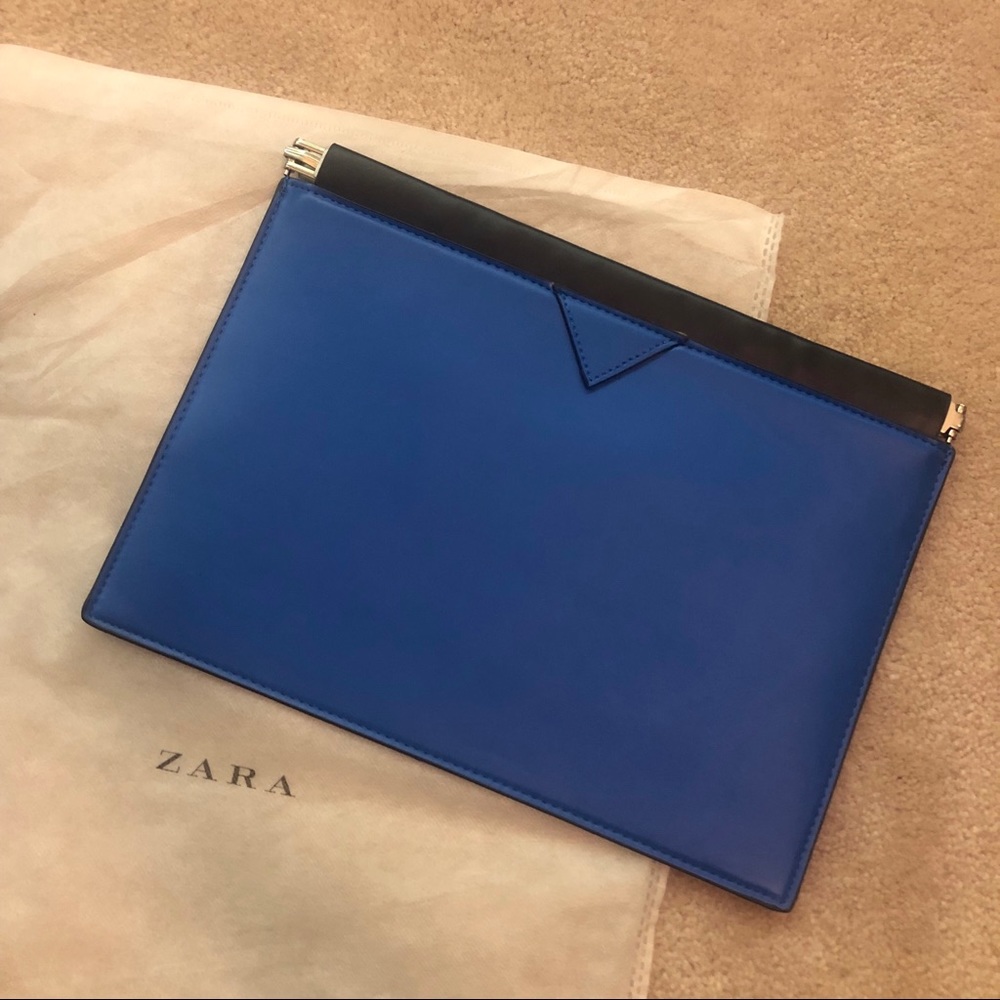 NEW Zara Blue Envelope Clutch